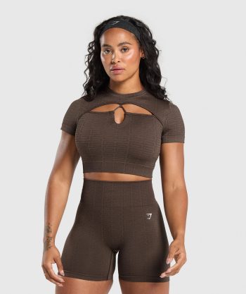 Adapt Monogram Seamless Ruched Crop Top