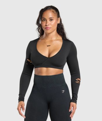 Gains Seamless Distressed Super Crop Top