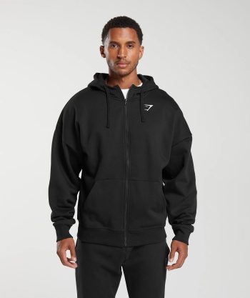 Crest Oversized Zip Up Hoodie
