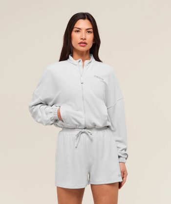 Waffle Midi Zip Up Jacket