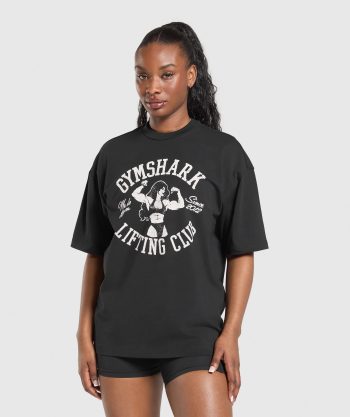 Lifting Girl Graphic Oversized Tee